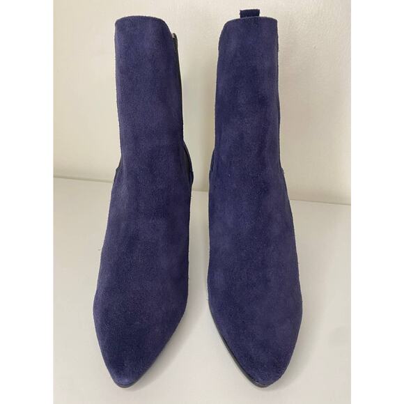 NWT ANTONIO DE FARIA BOOTS 9 SUEDE LEATHER BLUE DEBORA ANKLE BOOTIES BLACK HEEL - Picture 7 of 13